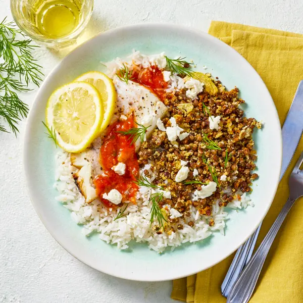 Cabillaud aux lentilles crispy