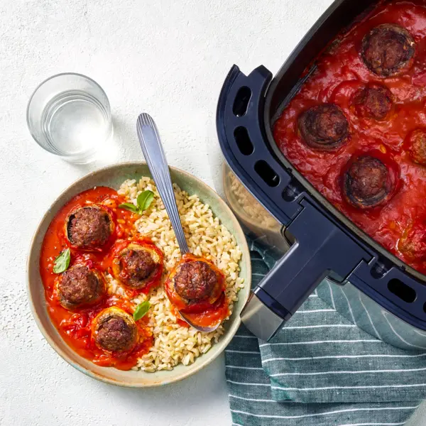 Champi farçis au bœuf hâché et sauce tomate gourmande