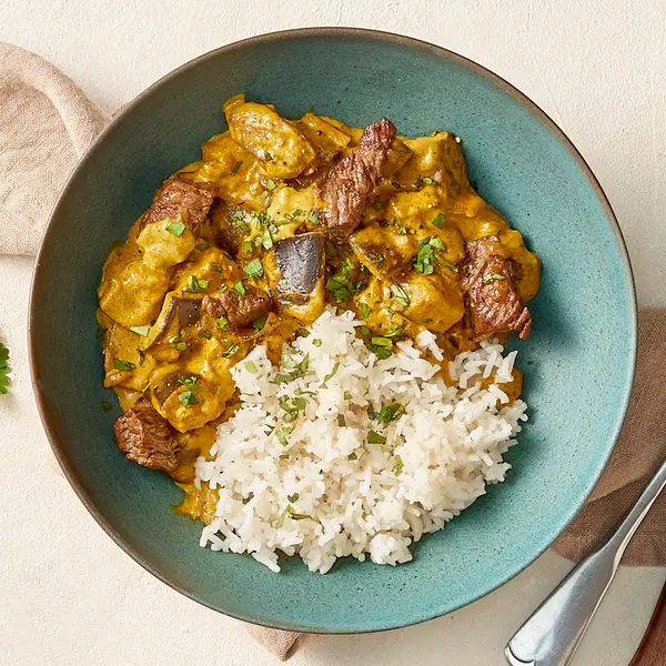 Curry de boeuf aux aubergines