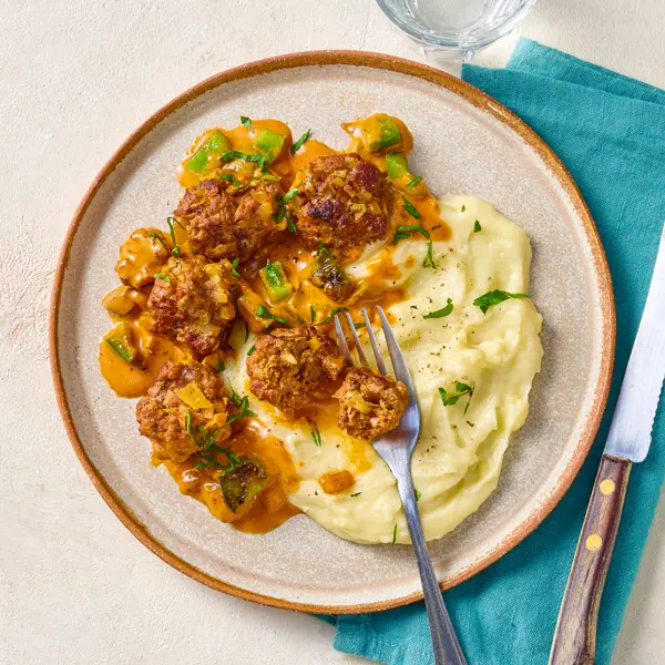 Boulettes merguez et purée à la sauce crémeuse