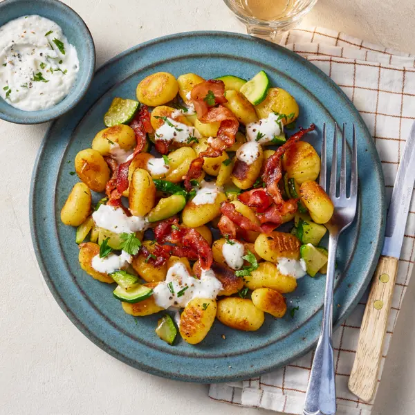 Gnocchis au lard & sauce au chèvre