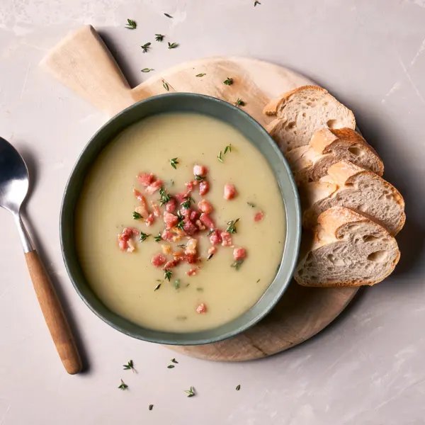 Soupe de panais au lard croustillant