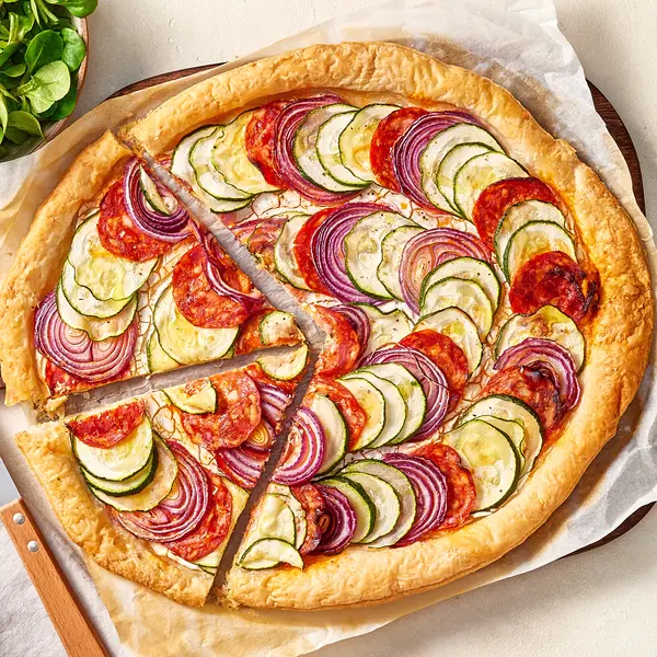 Tarte aux courgettes & chorizo