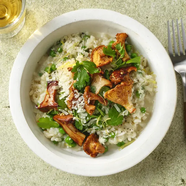 Risotto aux girolles et aux petits pois