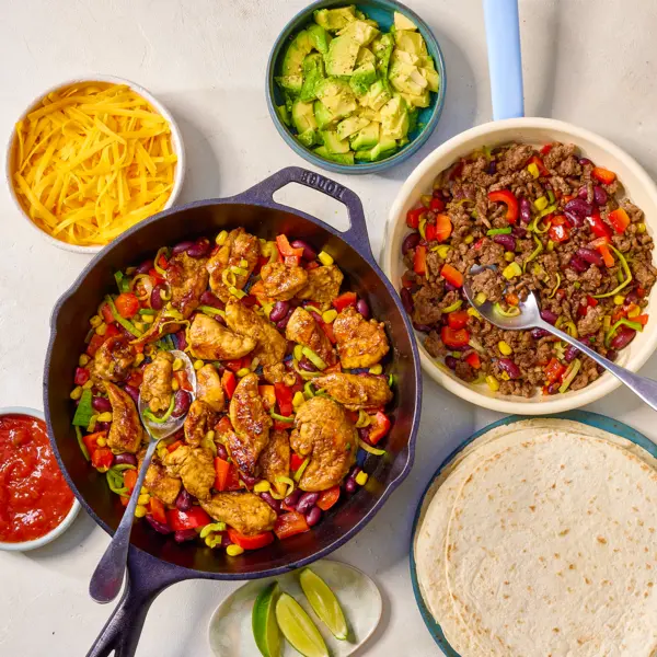 Fiesta Fajitas au poulet, boeuf & légumes TexMex