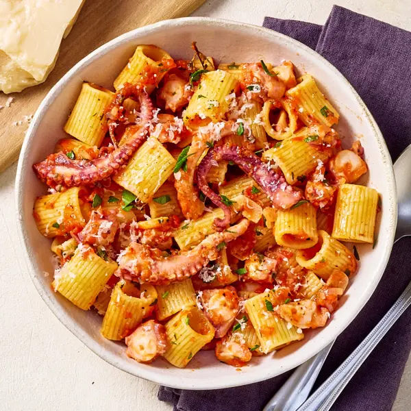 Pâtes au poulpe à la tomate