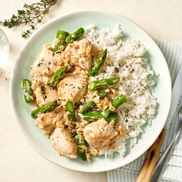 Poulet au vin blanc & asperges
