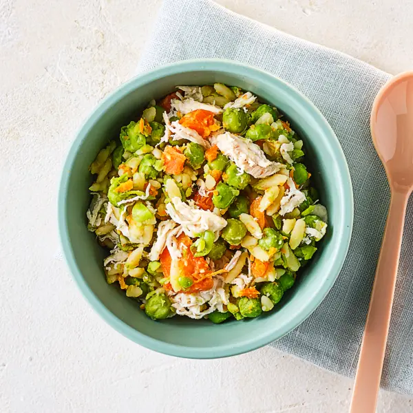 Orzo au poulet et petits pois