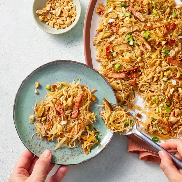 Vermicelles sautées lardons & shiitaké