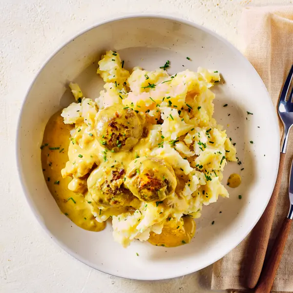 Purée de chou-fleur & boulettes de viande