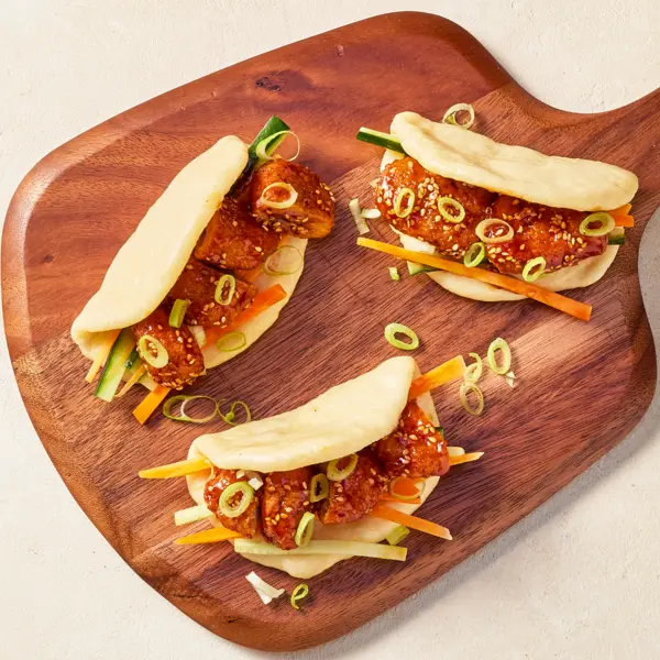 Baos burgers au poulet pâné