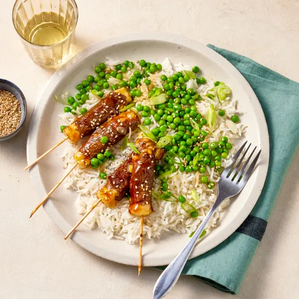 Yakitori, petits pois & riz