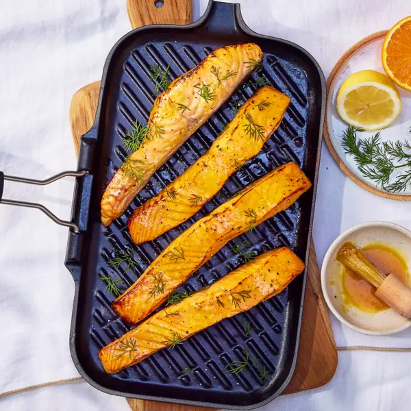 Saumon laqué à l'orange & à l'aneth