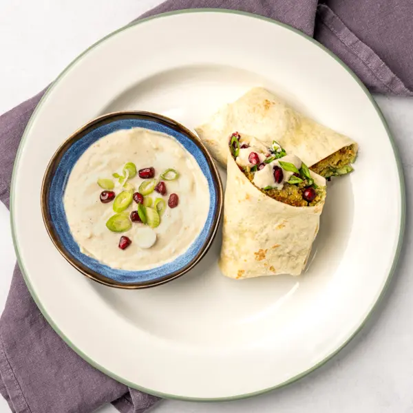 Wraps de falafels à la crème d'aubergines