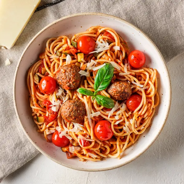 Spaghetti aux boulettes & parmesan