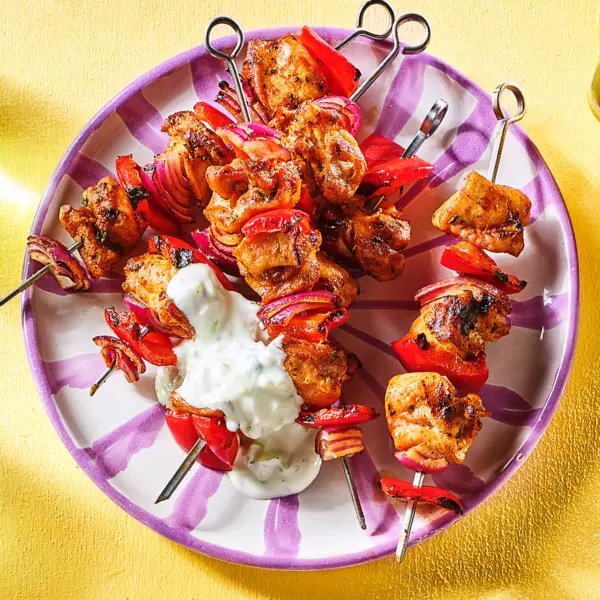 Brochettes de poulet tandoori sauce Raita