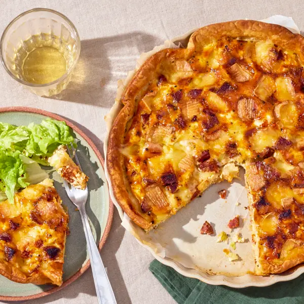 Quiche maroilles, poireaux & chorizo