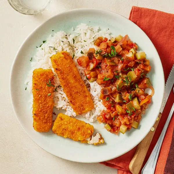 Poisson pané et ratatouille