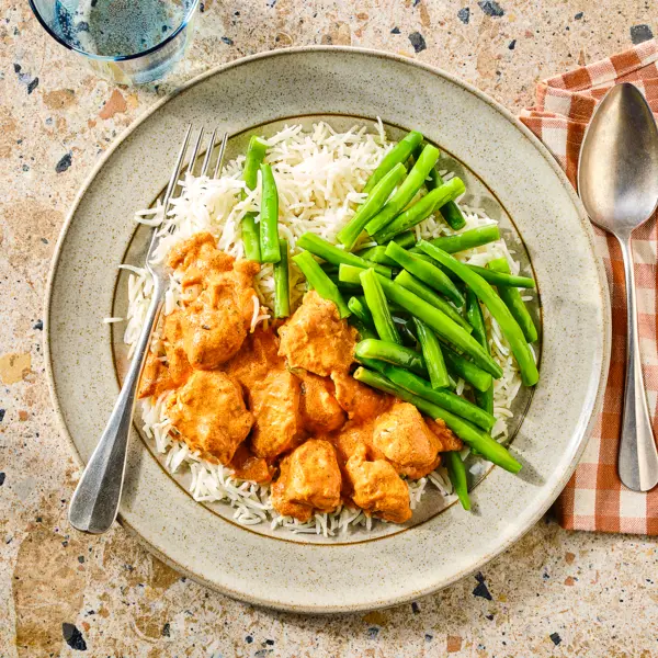 Poulet tandoori et haricots verts