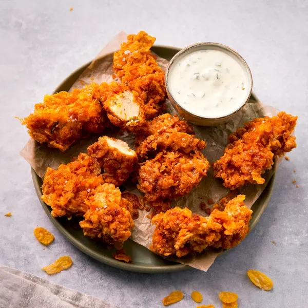 Poulet croustillant et sa mayonnaise au curry