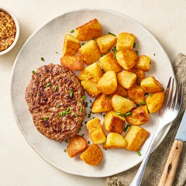 Steak haché & pommes de terre sautées