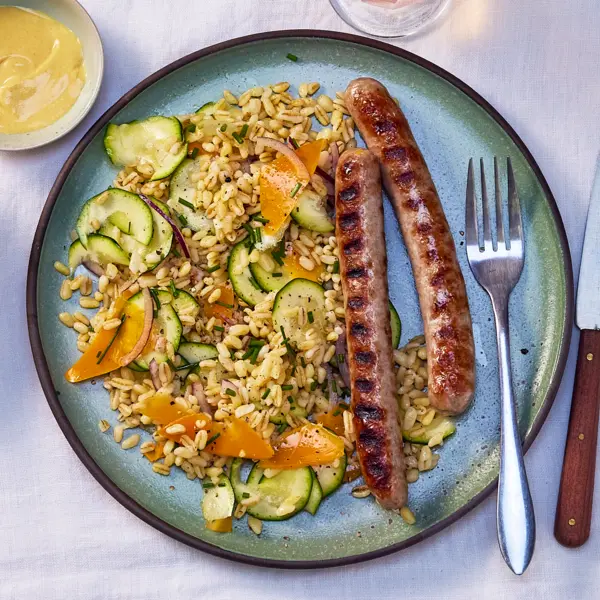 Chipolatas & salade de blé