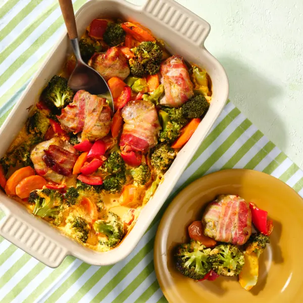 Filet de porc en croûte de lard & légumes