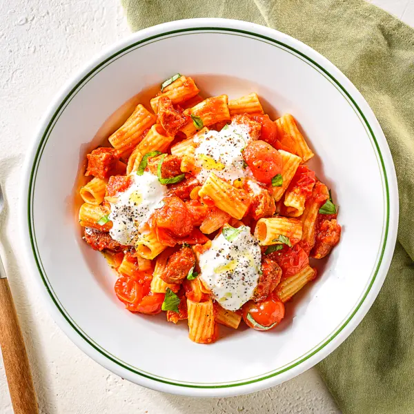 Rigatonis chorizo & burrata