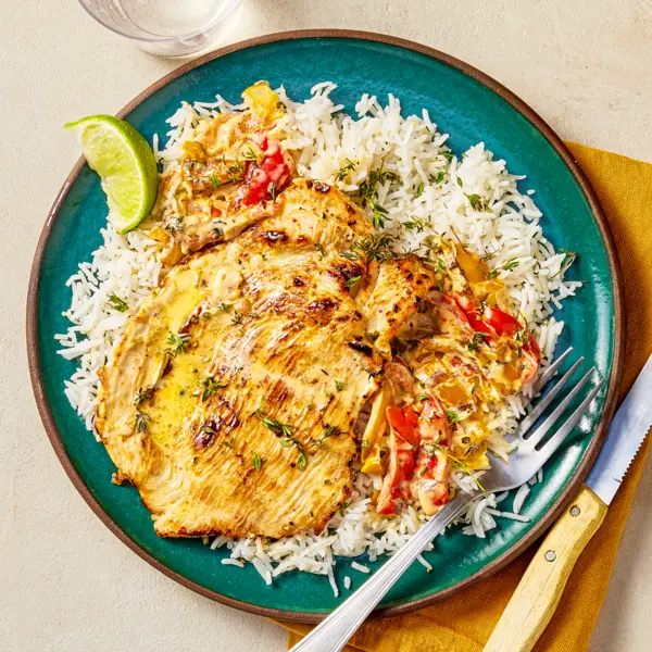 Dinde crémeuse aux poivrons & riz