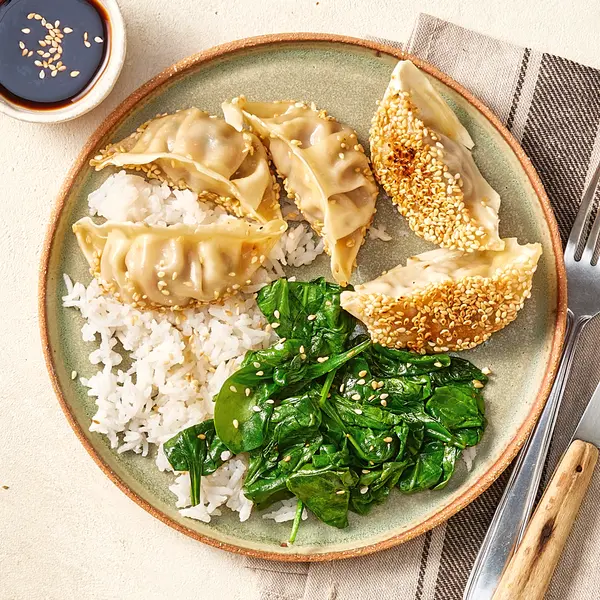 Gyoza de bœuf en croûte de sésame & riz