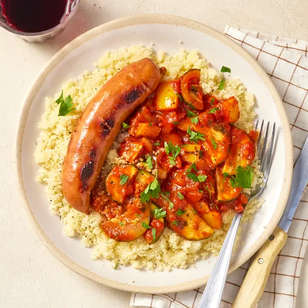 Saucisses fumées aux légumes épicés