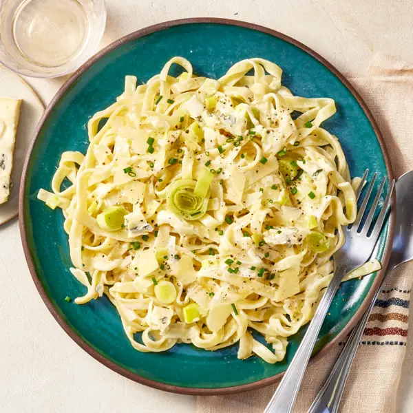 Tagliatelles aux poireaux et gorgonzola