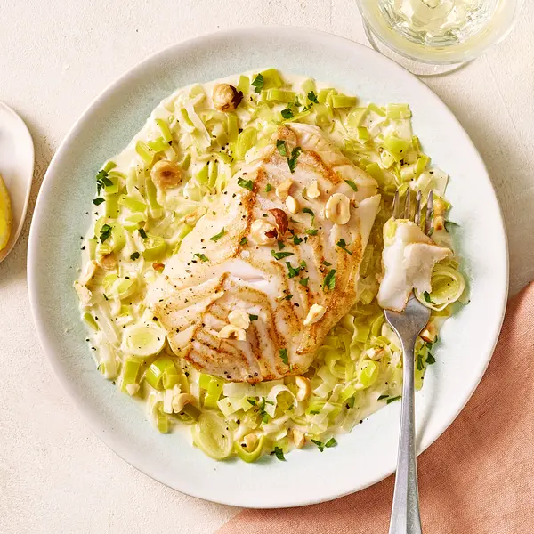 Cabillaud & poireaux à la crème