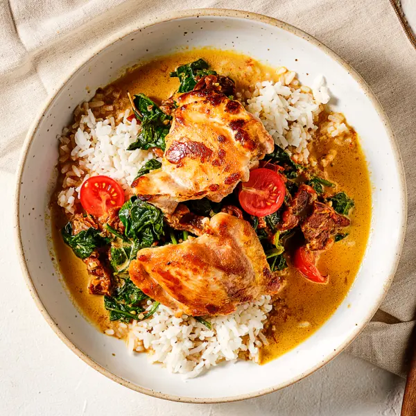 Mijoté de poulet à la Toscane et riz blanc