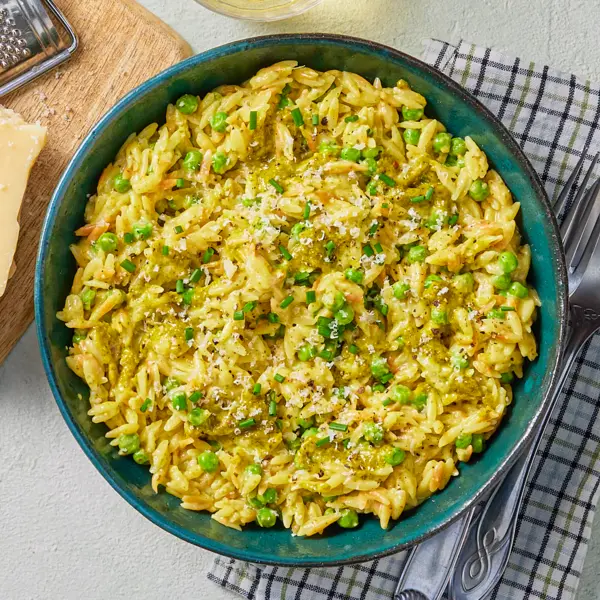 Orzotto au pesto & petits pois