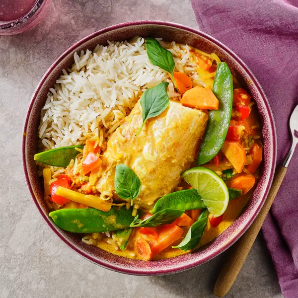 Curry de coco au cabillaud