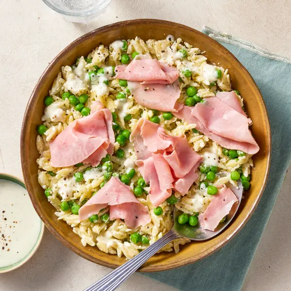 Orzo à la crème de boursin & jambon