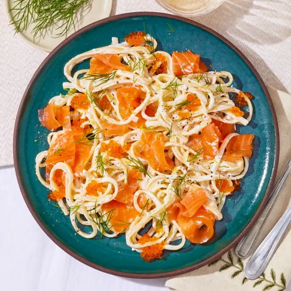 Pâtes crémeuses au chèvre & saumon